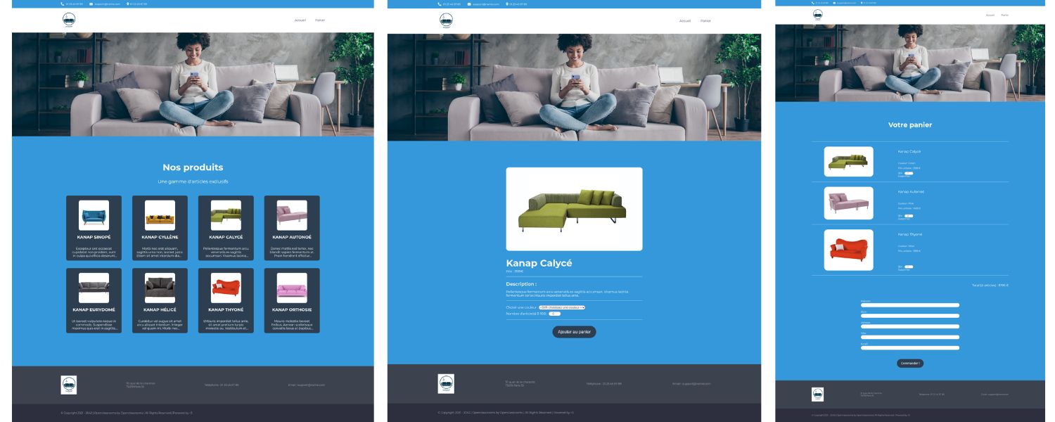 Site web KANAP, boutique en ligne de vente de canapés